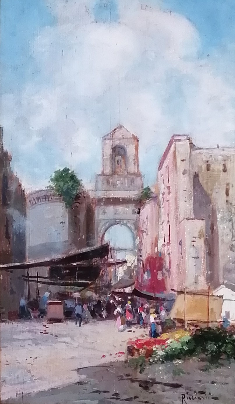 Oscar Ricciardi, Place de Naples animée et marché Oscar Ricciardi, Place de Naples animée et marché