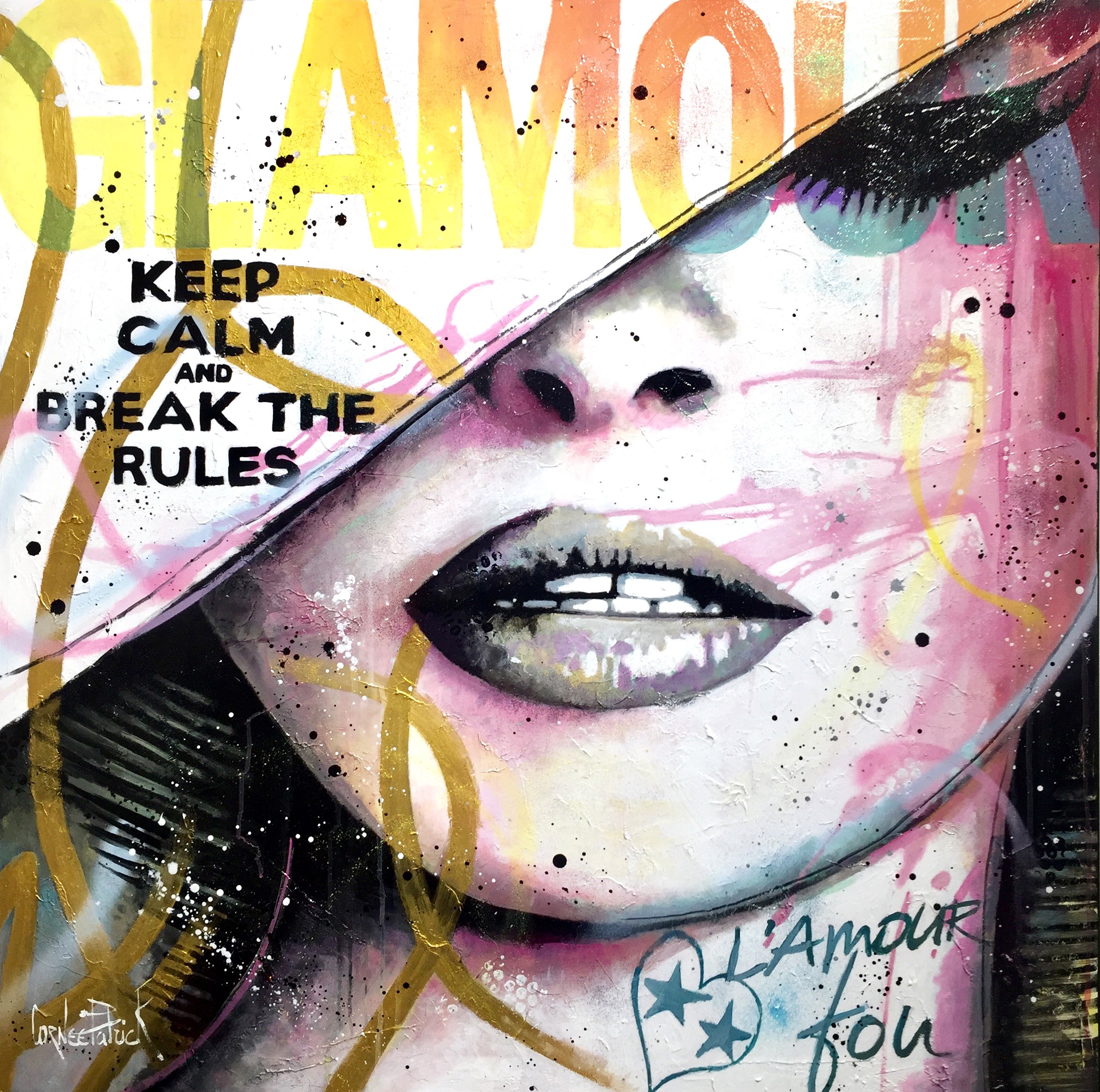 Patrick Cornée, Brigitte Bardot, Keep calm and break the rules, pink and gold version Patrick Cornée, Brigitte Bardot, Keep calm and break the rules, pink and gold version