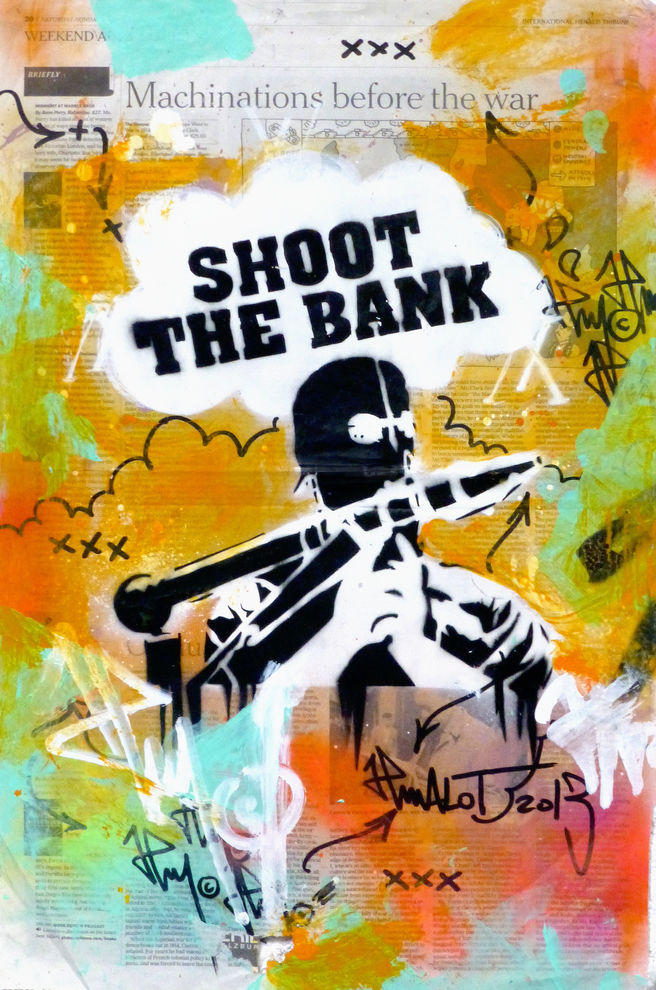 JP Malot, Shoot The Bank 'Machination before the war' - Herald Tribune'. 2013. JP Malot, Shoot The Bank 'Machination before the war' - Herald Tribune'. 2013.