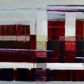 Painting, Crimson composition - Abstraction IV, Iwona Delinska