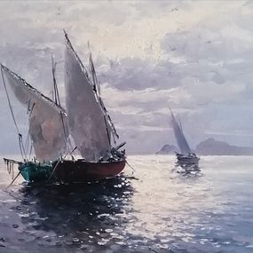 Gemälde, La marina et l'île de Capri, Guido Odierna