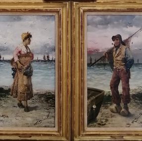 Painting, Pêcheuse et pêcheur, Frederick Reginald Donat