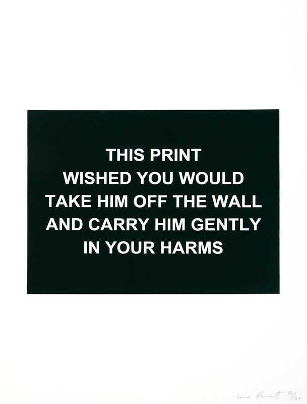 Laure Prouvost, This print wished you would take him off the wall and carry him gently in your arms Laure Prouvost, This print wished you would take him off the wall and carry him gently in your arms
