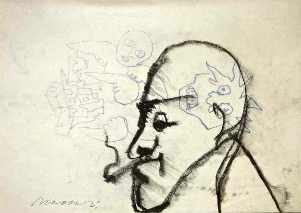 Mino Maccari, Angels and Demons (Portrait of Giorgio Morandi) Mino Maccari, Angels and Demons (Portrait of Giorgio Morandi)