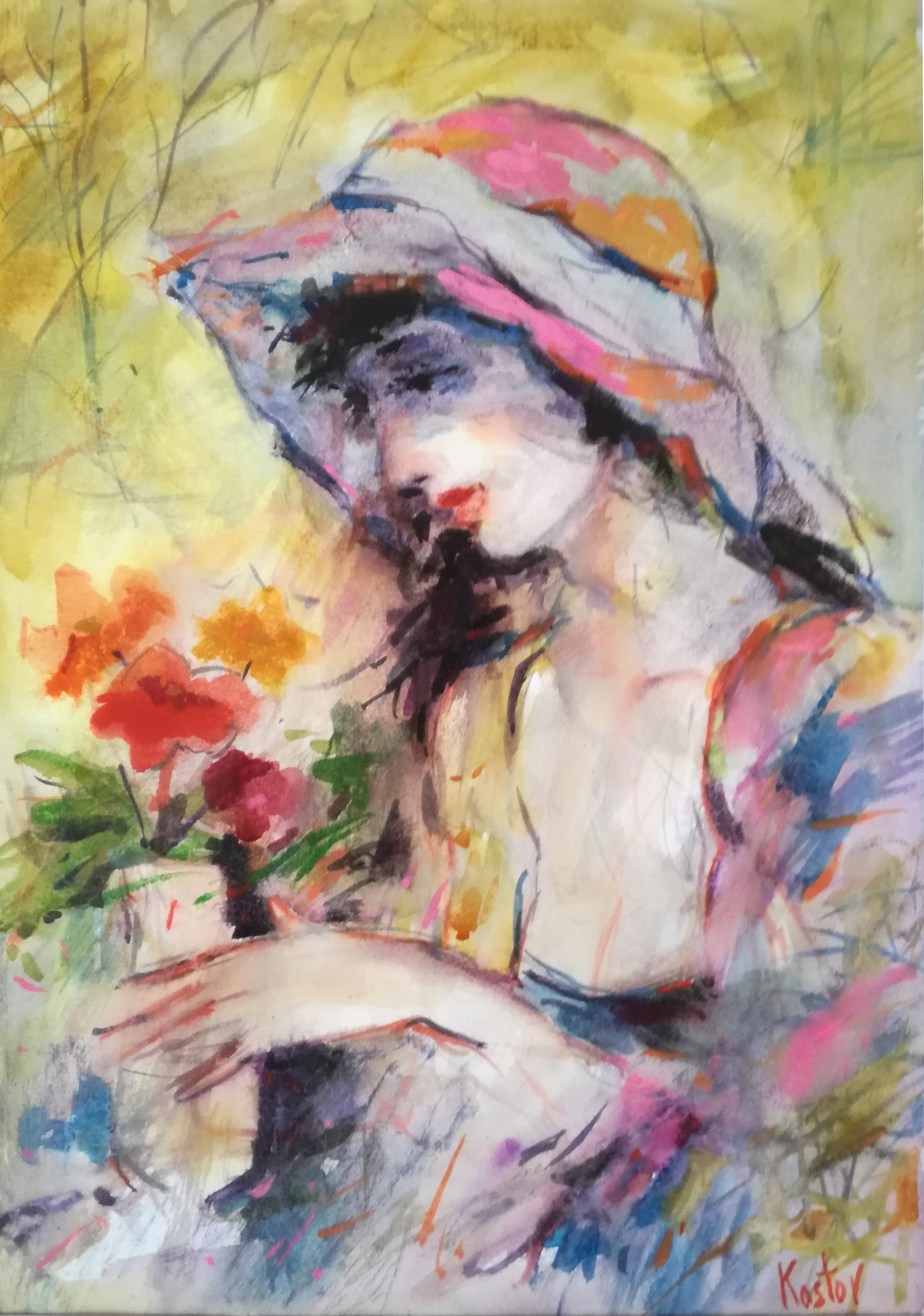 Krum Kostov, The woman with flowers Krum Kostov, The woman with flowers