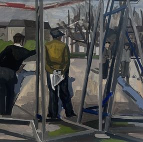 Gemälde, Les boulistes, la partie de pétanque, Lison Favarger
