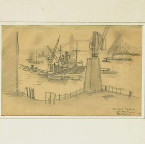 Fine Art Drawings, London Harbor, Robert Louis Antral