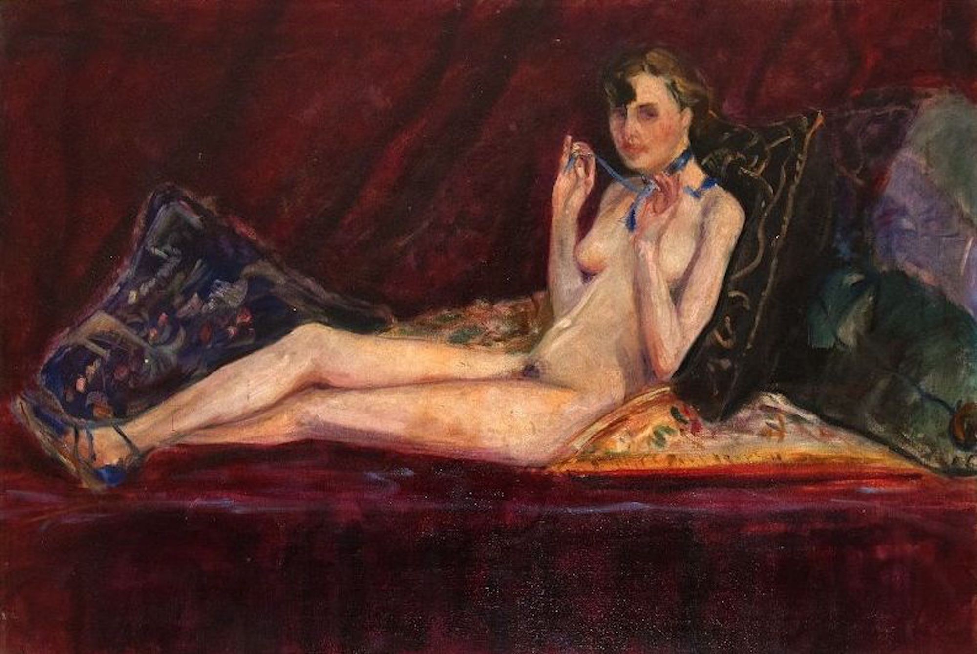 Antonio Feltrinelli, Laying Nude with Blue Lance Antonio Feltrinelli, Laying Nude with Blue Lance