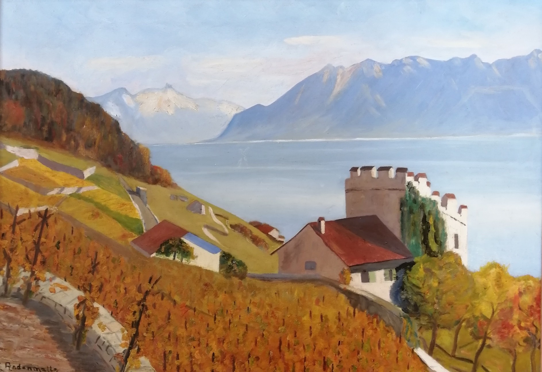 Léo Andenmatten, Le Lavaux et la Tour de Marsens Léo Andenmatten, Le Lavaux et la Tour de Marsens