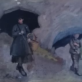 Peinture, Balade sous la pluie, Elisabeth De Stoutz
