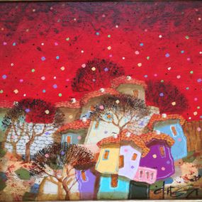Painting, Landscape in red, Angel Gerdjikov