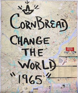 Painting, Cornbread Change The World 1965 Philly Transit Map, Darryl McCray (Cornbread)