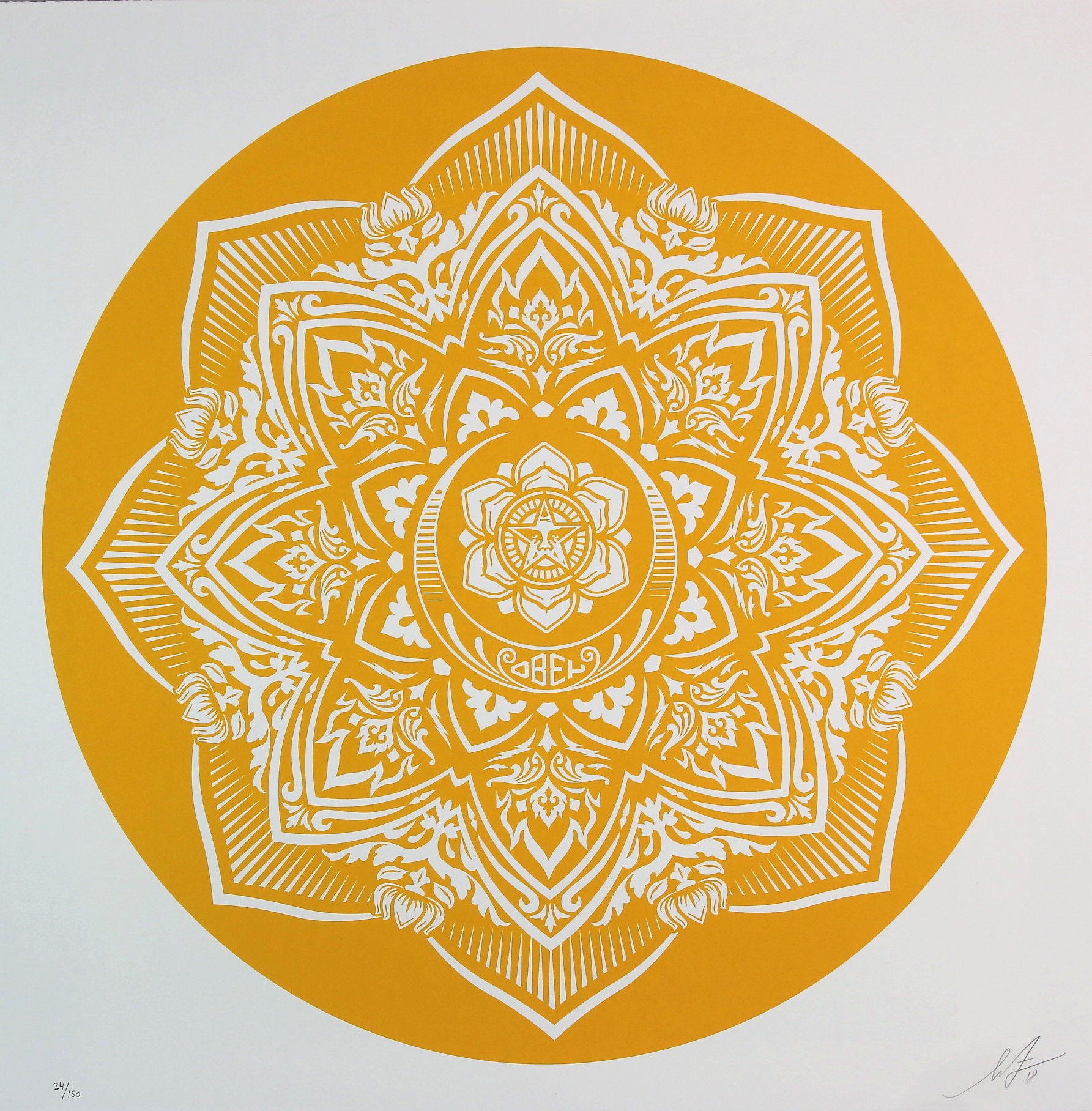 Shepard Fairey (Obey), Yellow Mandala Large Format Shepard Fairey (Obey), Yellow Mandala Large Format