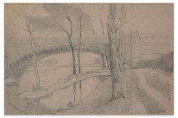Dessin, Bridge on the River, Emile-Louis Minet