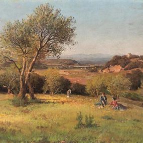 Gemälde, Roman Countryside with three Women, Pietro Sassi