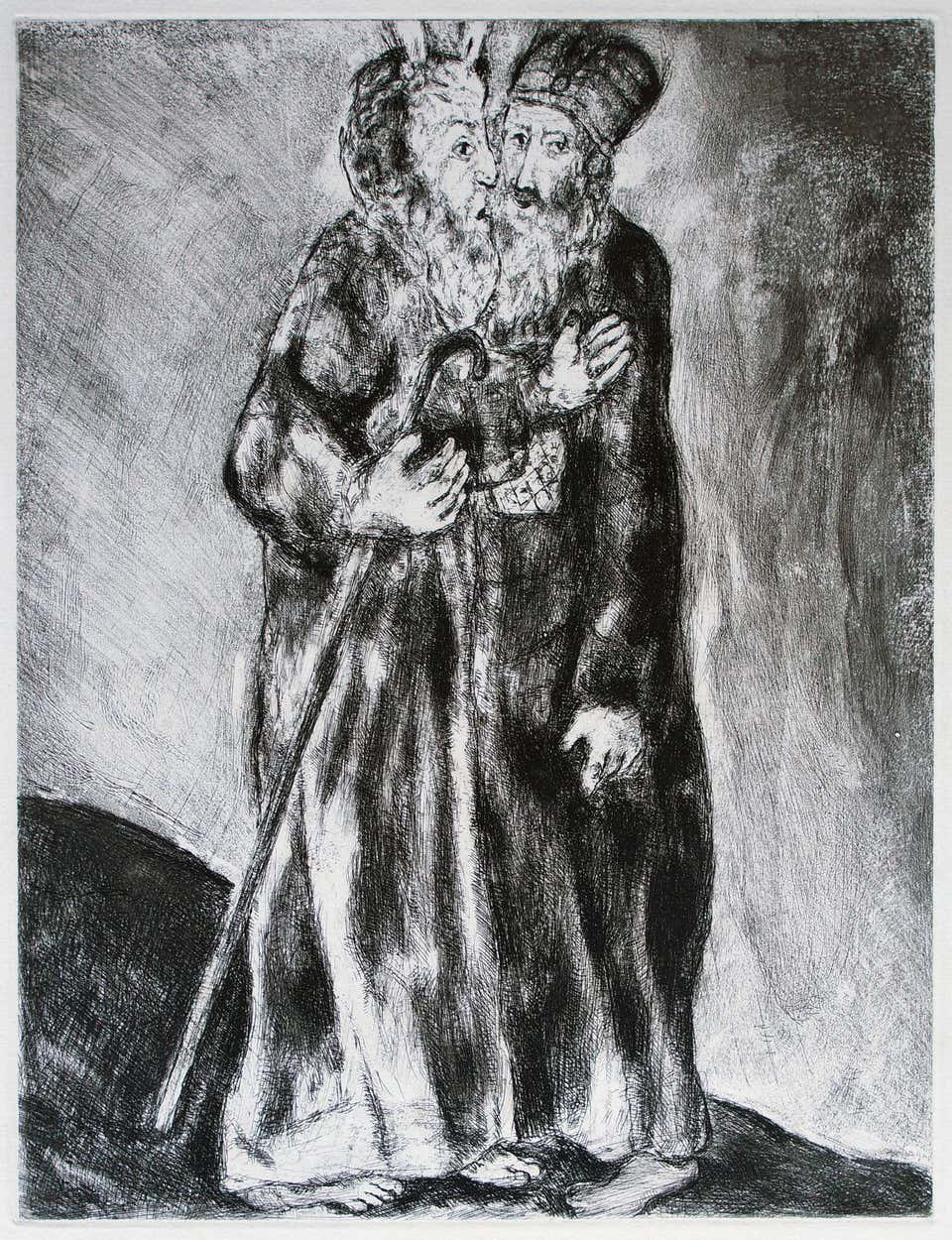 Marc Chagall, Moses Meets his Brother Aaron in the Desert Marc Chagall, Moses Meets his Brother Aaron in the Desert