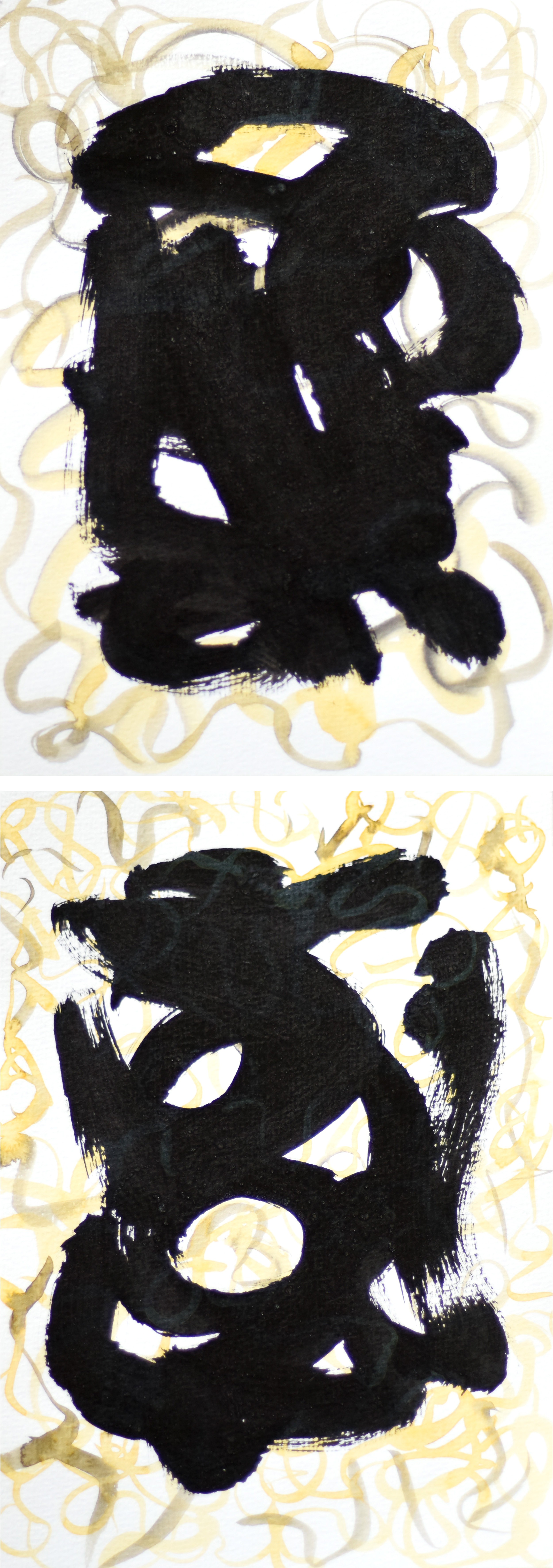 Gina Vor, Two Small Yellow Signs, Deux Tableaux Abstraits Gina Vor, Two Small Yellow Signs, Deux Tableaux Abstraits