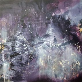 Painting, Large Dark Silence Mindscape Abstract Landscape About Creation And Divinity, Ovidiu Kloska