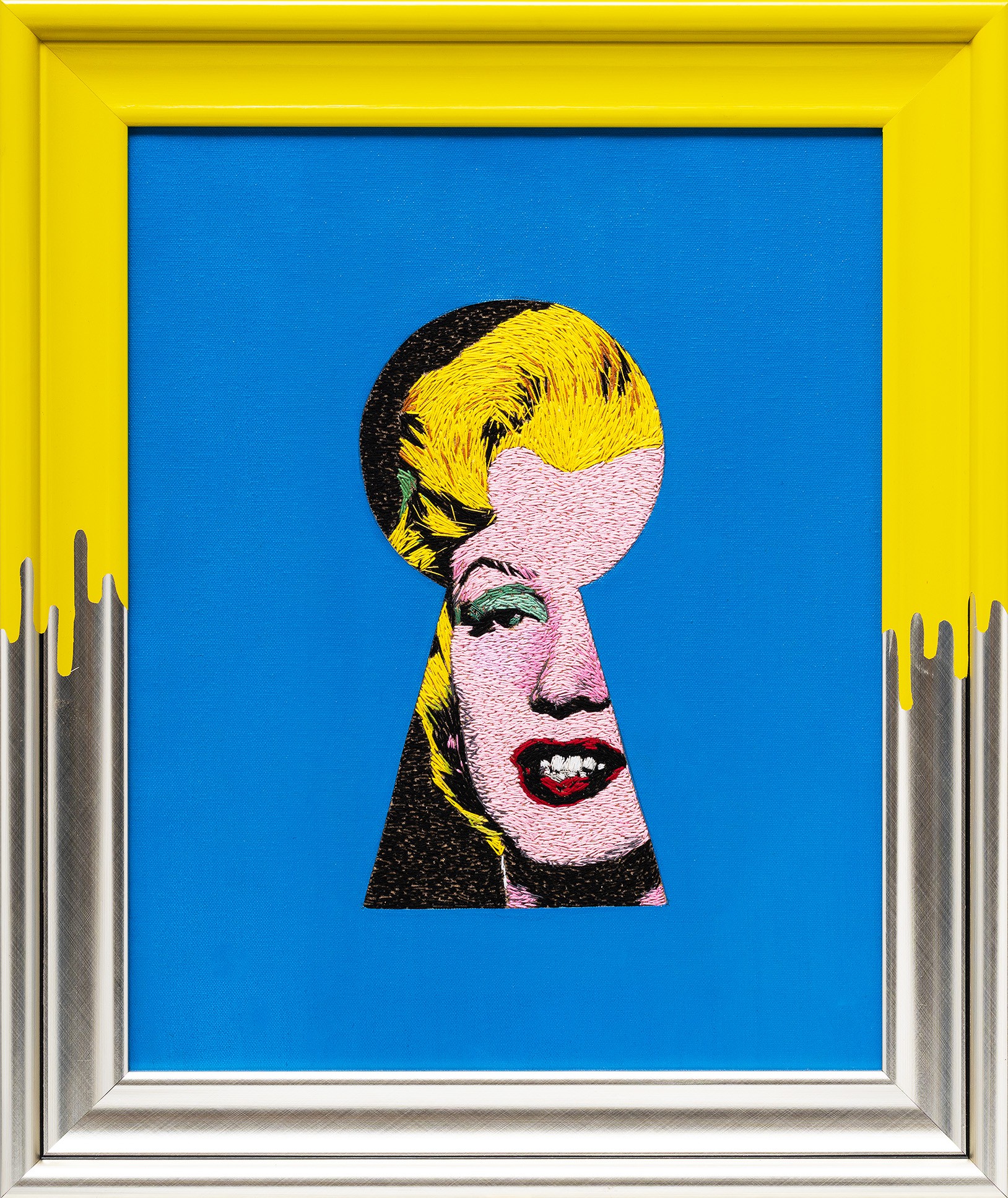 Sanuj Birla, Hand Stitched Monroe through the key hole - Warhol Sanuj Birla, Hand Stitched Monroe through the key hole - Warhol