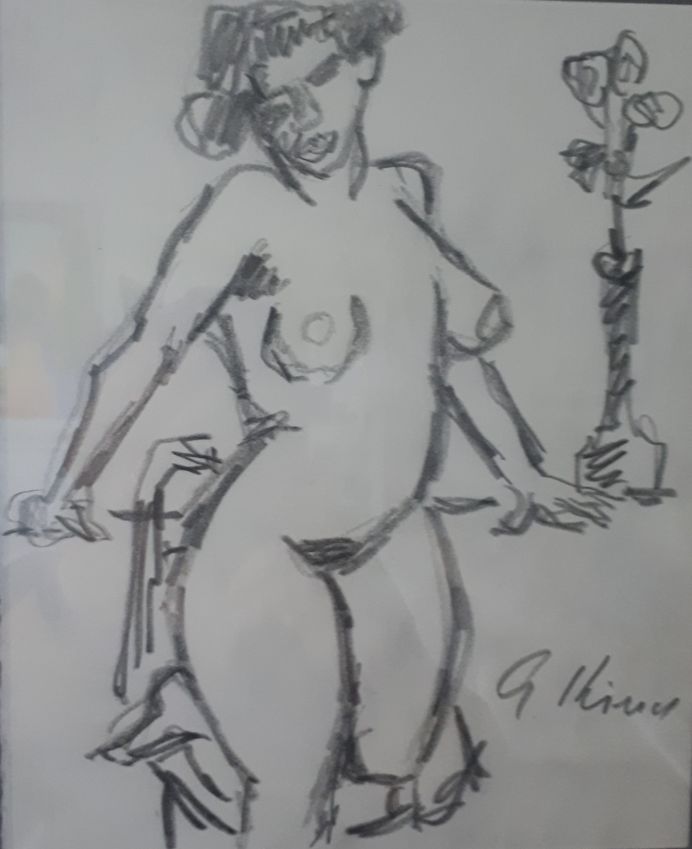 Gernot Kissel, Standing Nude with Flower Gernot Kissel, Standing Nude with Flower