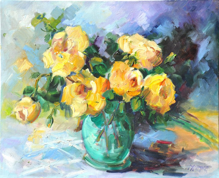 ▷ Le bouquet de roses jaunes by Liliane Paumier, 2016 | Painting | Artsper  (755478)