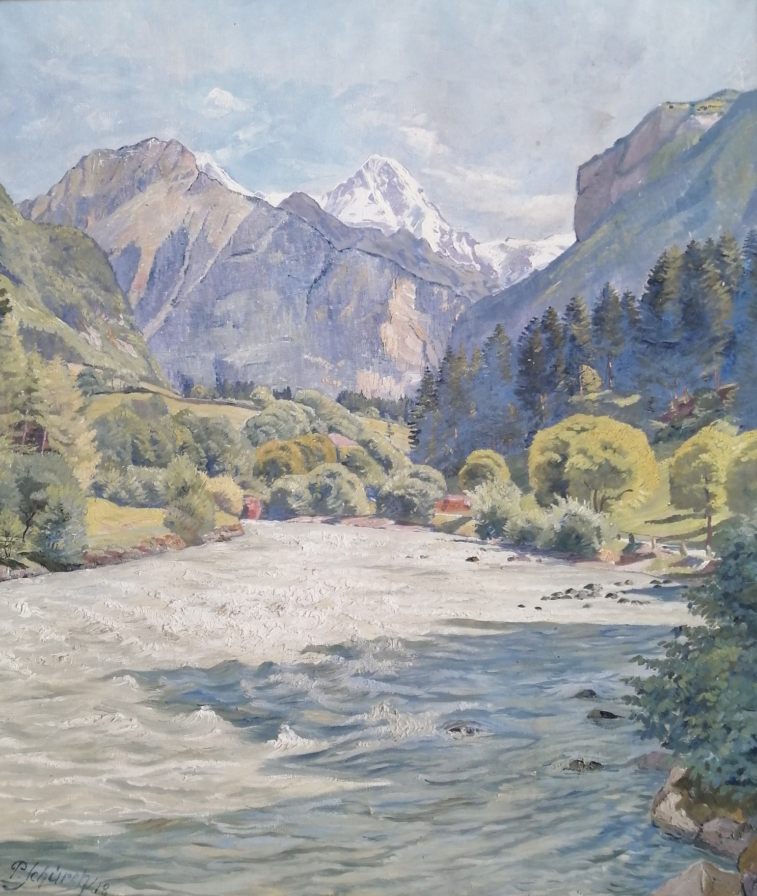 Paul Schürch, Vallée d'été et vue sur le Mönch et Jungfrau Paul Schürch, Vallée d'été et vue sur le Mönch et Jungfrau