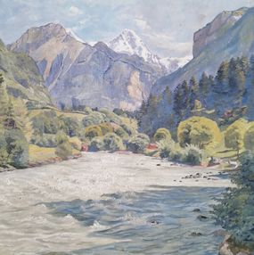 Gemälde, Vallée d'été et vue sur le Mönch et Jungfrau, Paul Schürch