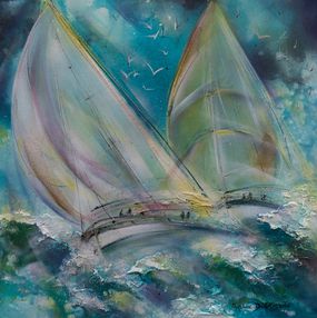 Gemälde, A pleines voiles perle d'azur, Caroline Degroiselle