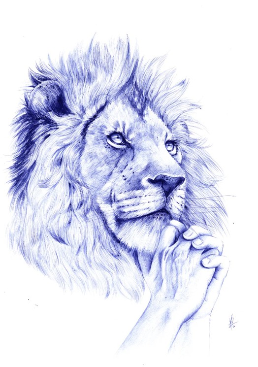 Lion Amoureux La Fontaine By Youssef Boubekeur Fine Art Drawings Artsper