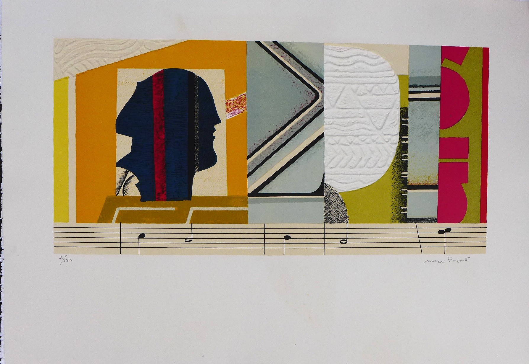 Max Papart, Composition, Gravure en relief signée Max Papart, Composition, Gravure en relief signée