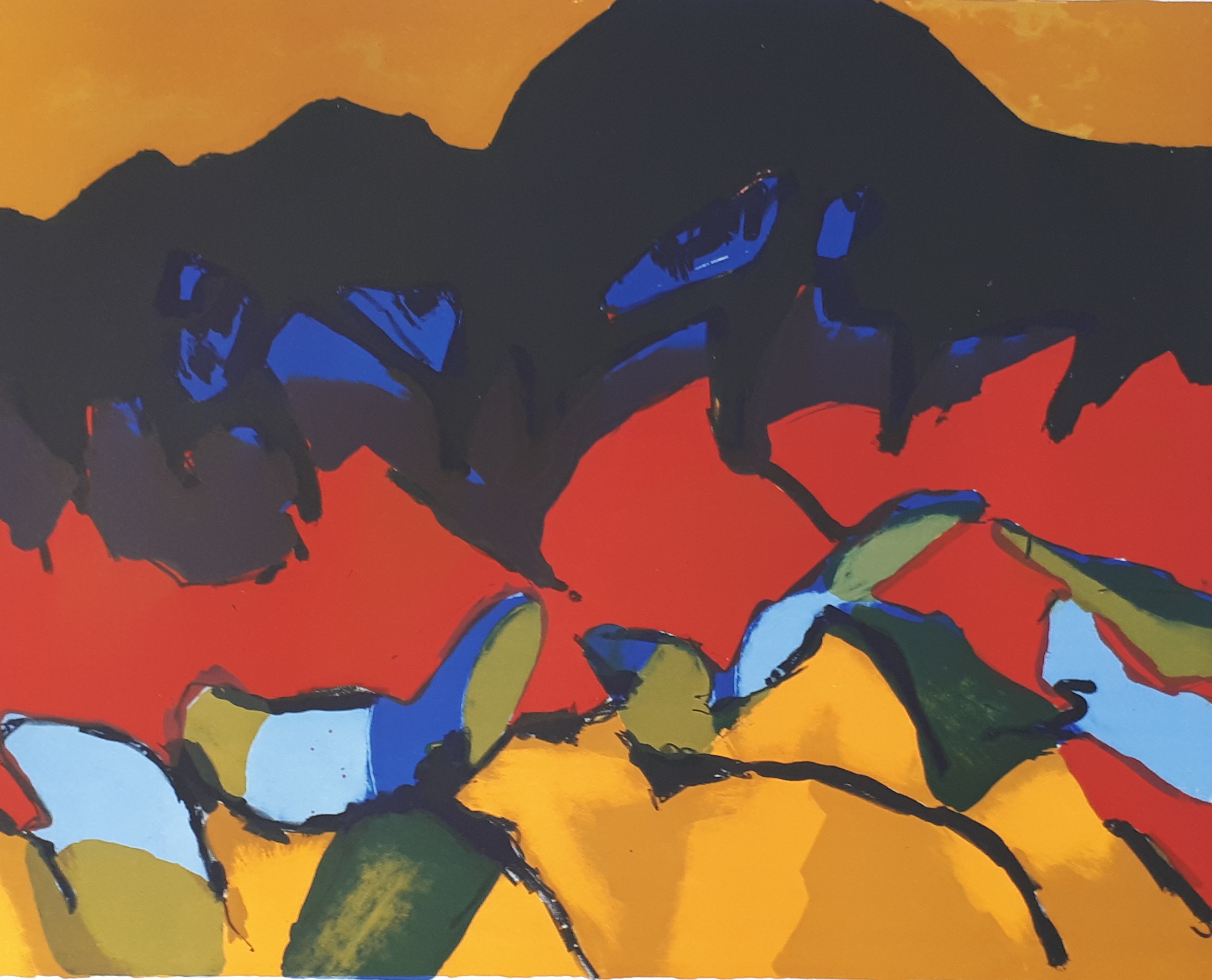 Gernot Kissel, Landscape Red Mountains, yellow Sky Gernot Kissel, Landscape Red Mountains, yellow Sky