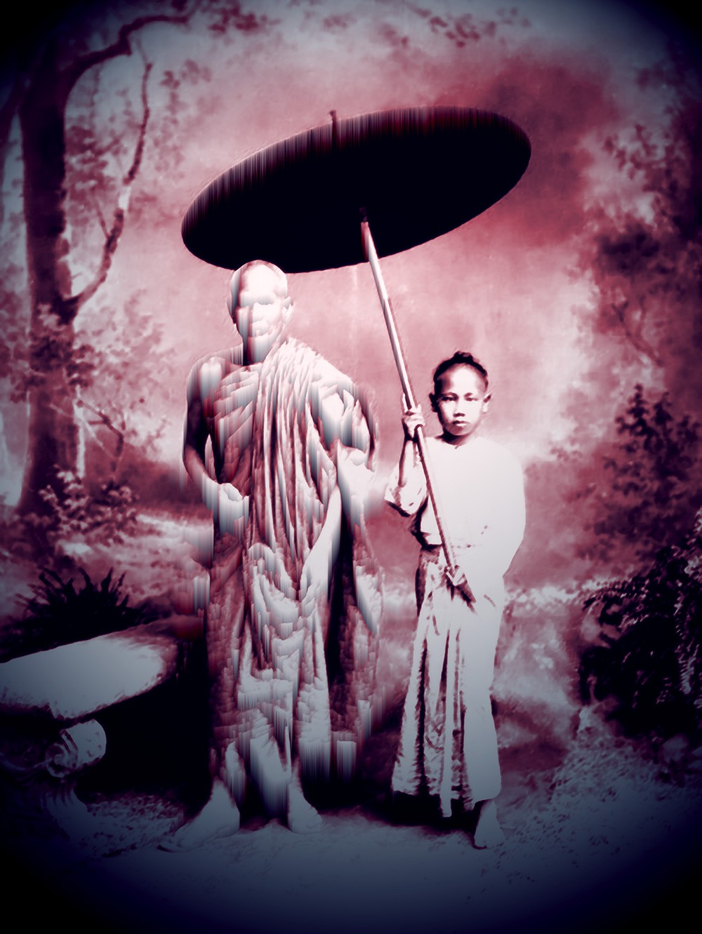 The opium smoking white elephant, Moine bouddhiste avec un jeune novice The opium smoking white elephant, Moine bouddhiste avec un jeune novice
