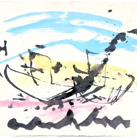 Painting, Two ships, Anton Heyboer