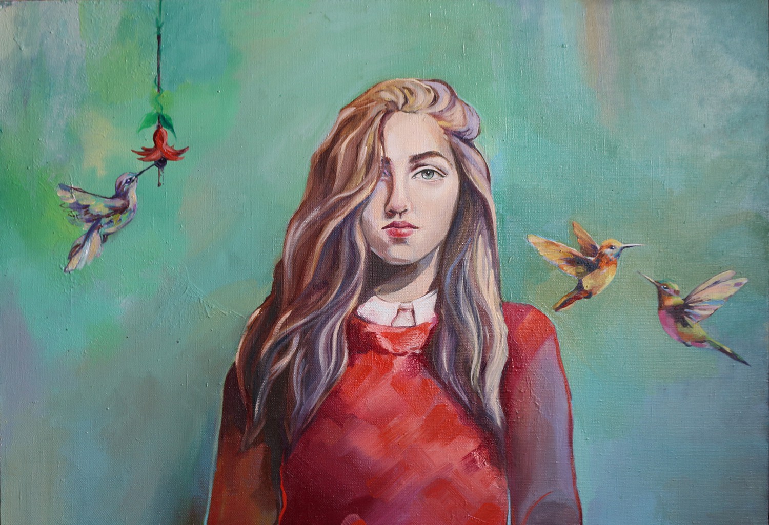 Tamar Mindia, Girl with birds Tamar Mindia, Girl with birds