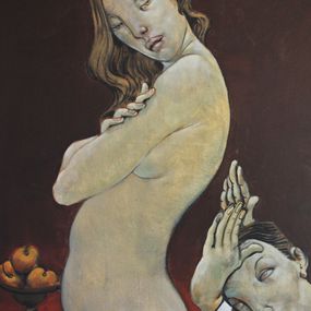 Gemälde, Mains tendues, abricots, Jean-Pierre Ceytaire
