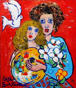 Painting, Les amoureux à la palette, Raya Sorkine