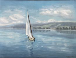 Painting, Vue du lac Léman, Julius Ernst