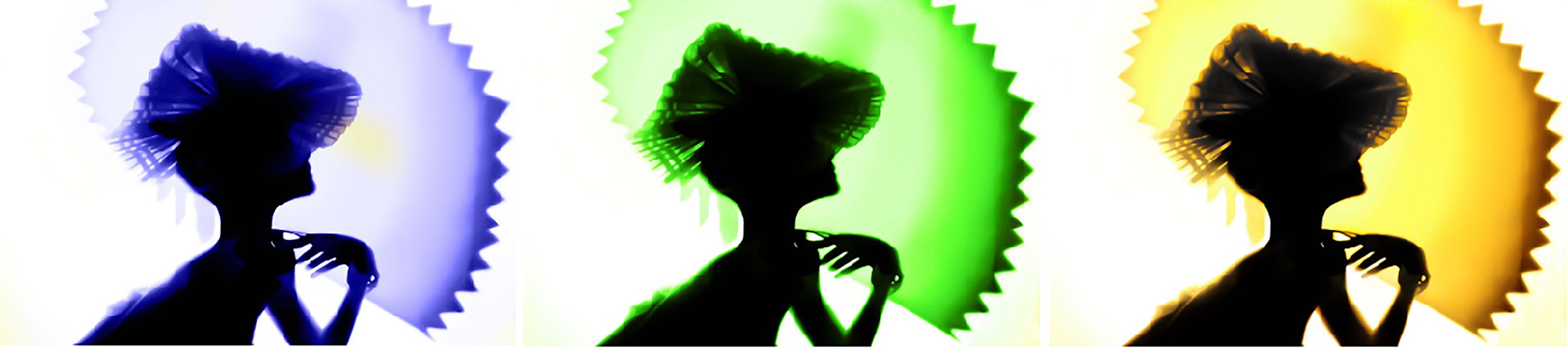 Dora Franco, Back lighting, Blue, Green and Yellow. Triptych Dora Franco, Back lighting, Blue, Green and Yellow. Triptych