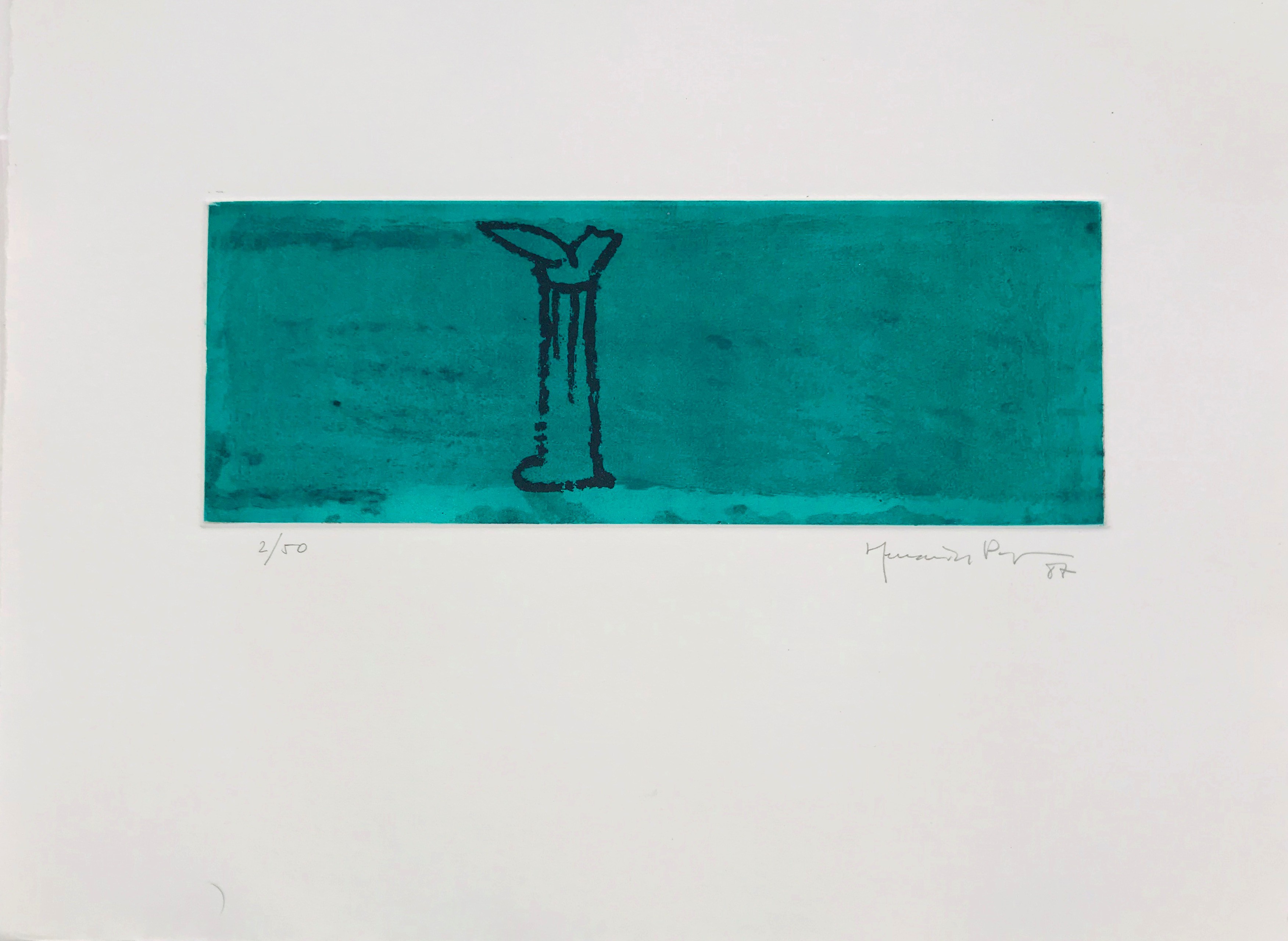 Joan Hernández Pijuan, Gerro i flor sobre verd Joan Hernández Pijuan, Gerro i flor sobre verd