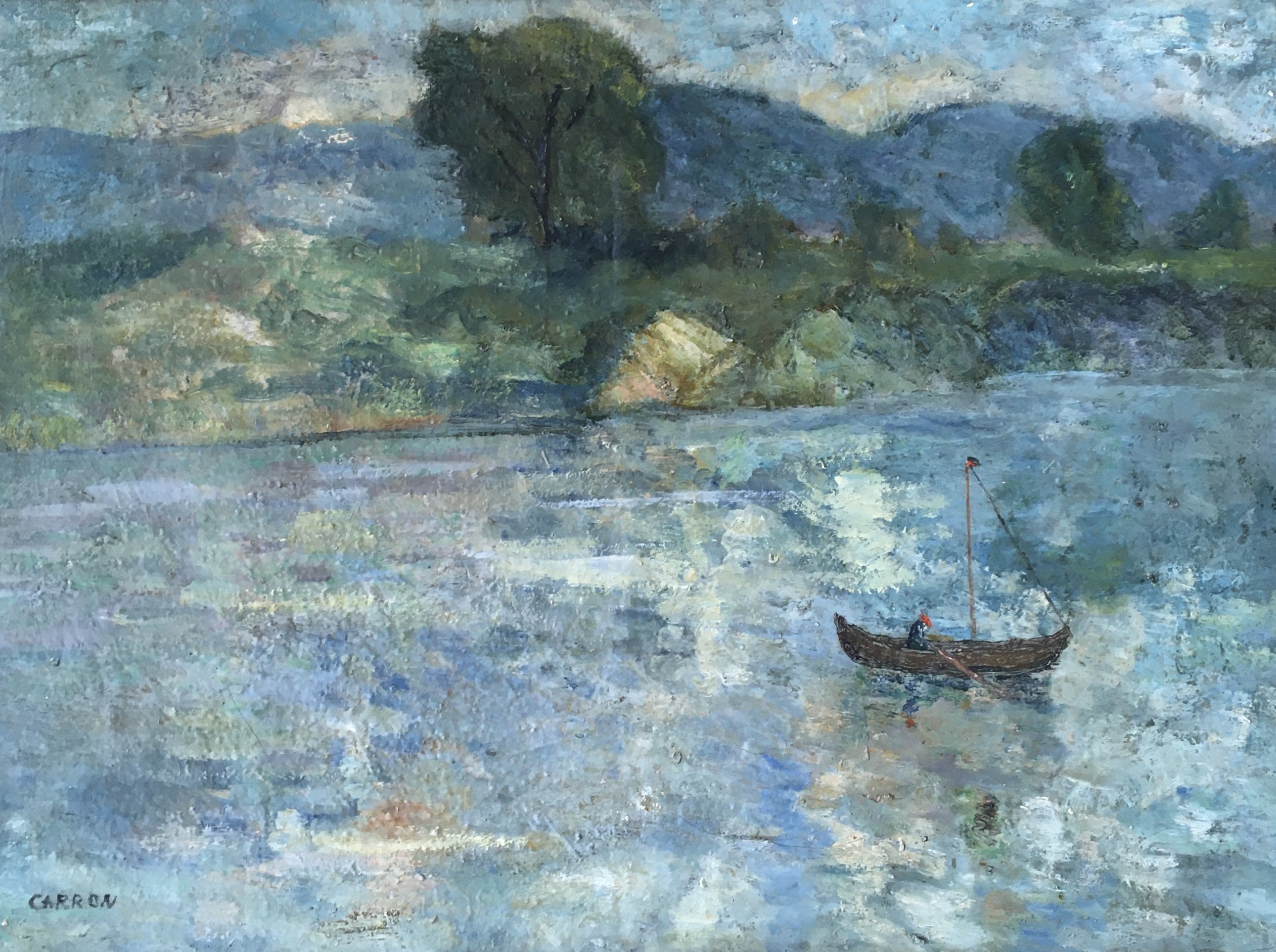 Pierre Carron, Vue lacustre et barque Pierre Carron, Vue lacustre et barque