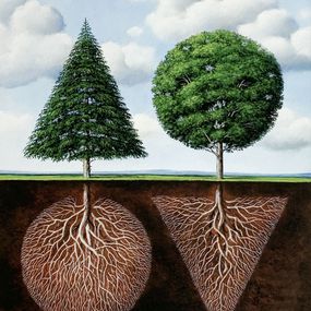 Two trees, Rafal Olbinski