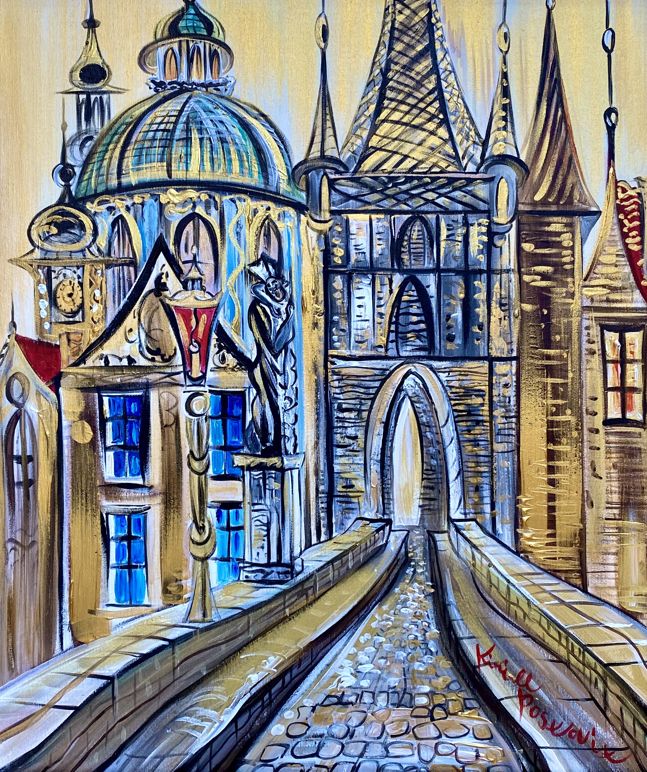 Kirill Postovit, The Midnight In Prague - The Golden Charles Bridge Kirill Postovit, The Midnight In Prague - The Golden Charles Bridge