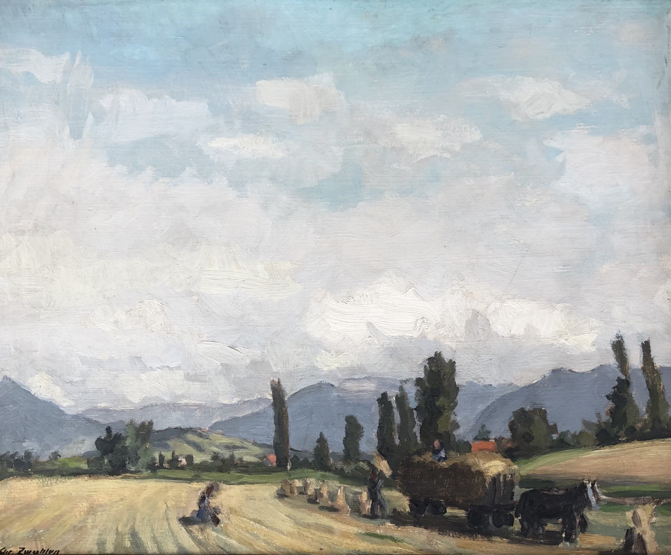 Christian Zwahlen, Paysage de campagne genevoise, vue sur le Môle Christian Zwahlen, Paysage de campagne genevoise, vue sur le Môle