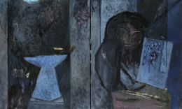 Peinture, Atelier intérieur bleu, Serge Plagnol