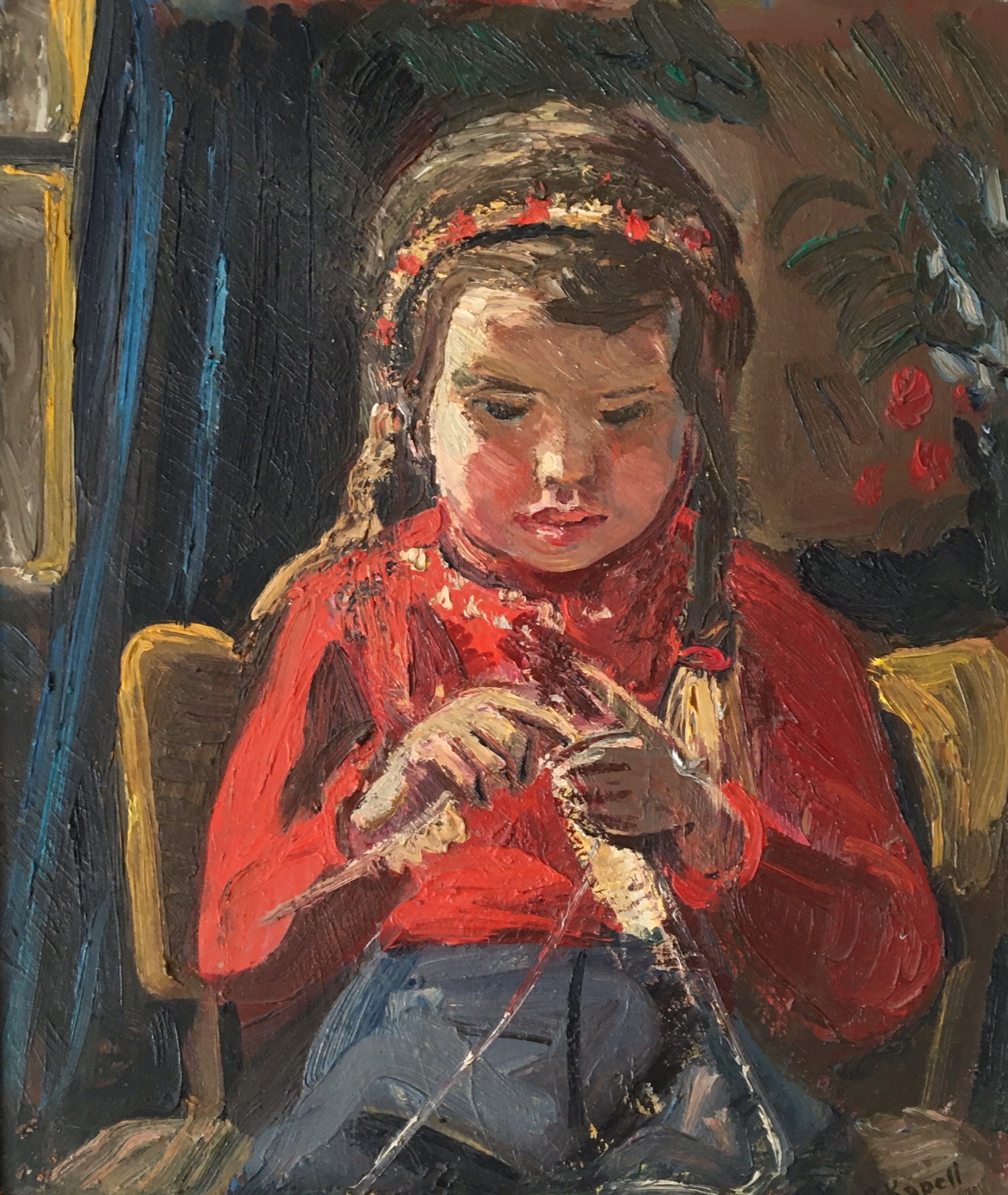 Paul Kapell, Jeune fille au tricot Paul Kapell, Jeune fille au tricot