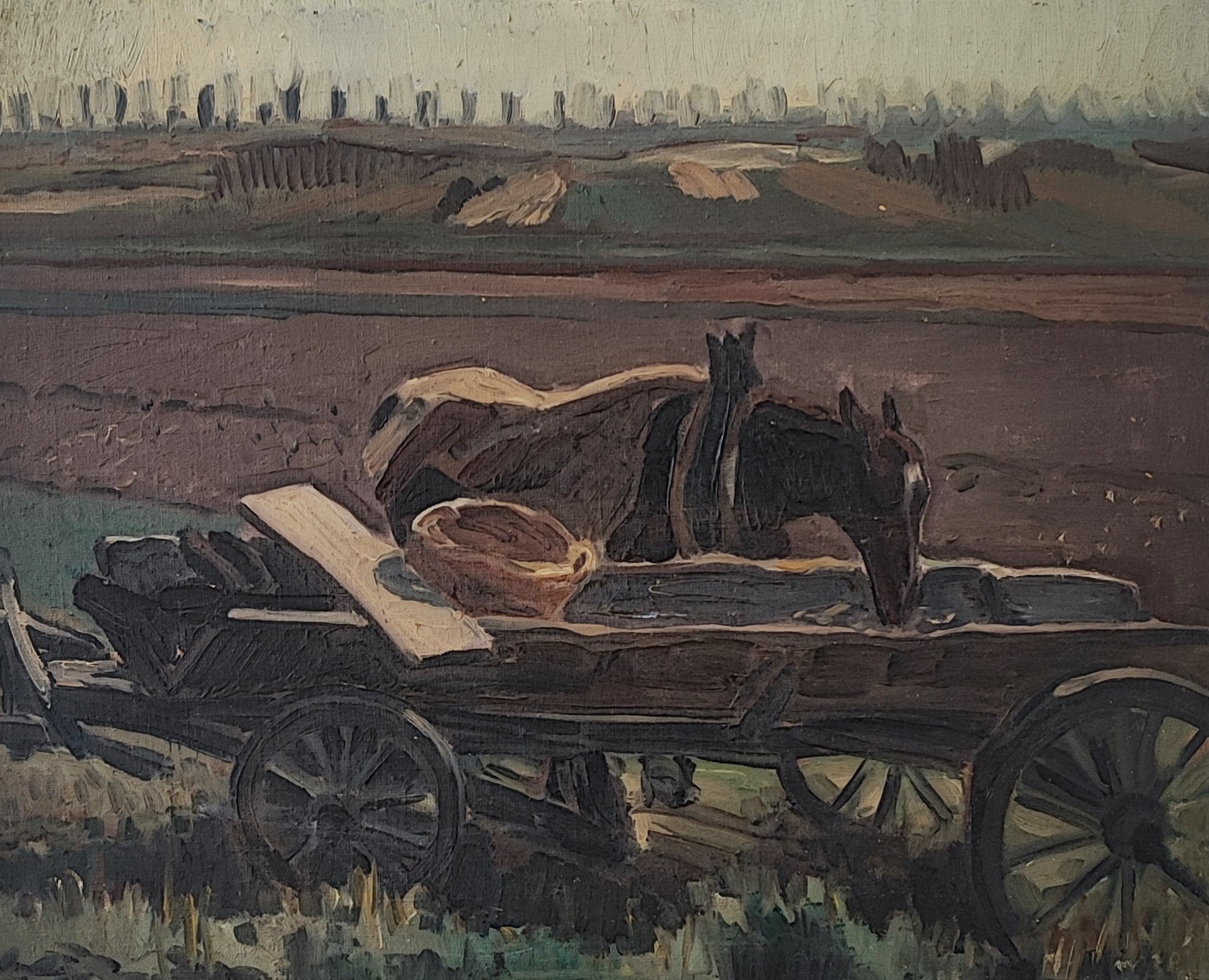 Numa DONZÉ, Paysage de terrain avec cheval de trait Numa DONZÉ, Paysage de terrain avec cheval de trait