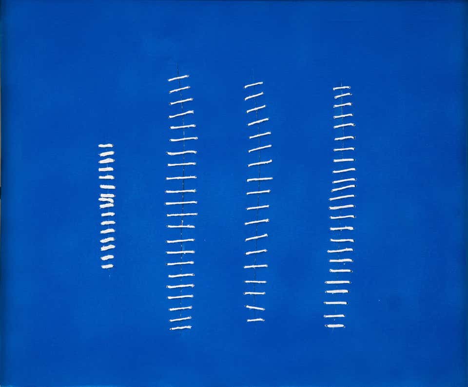Mario Bigetti, Seams on Blue Mario Bigetti, Seams on Blue