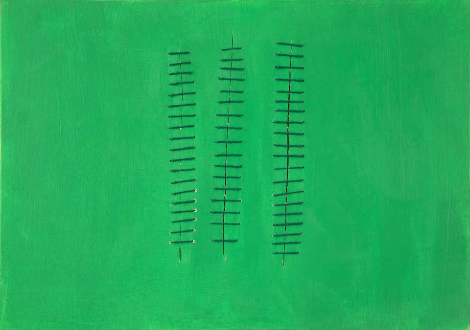 Mario Bigetti, Seams on Green Mario Bigetti, Seams on Green