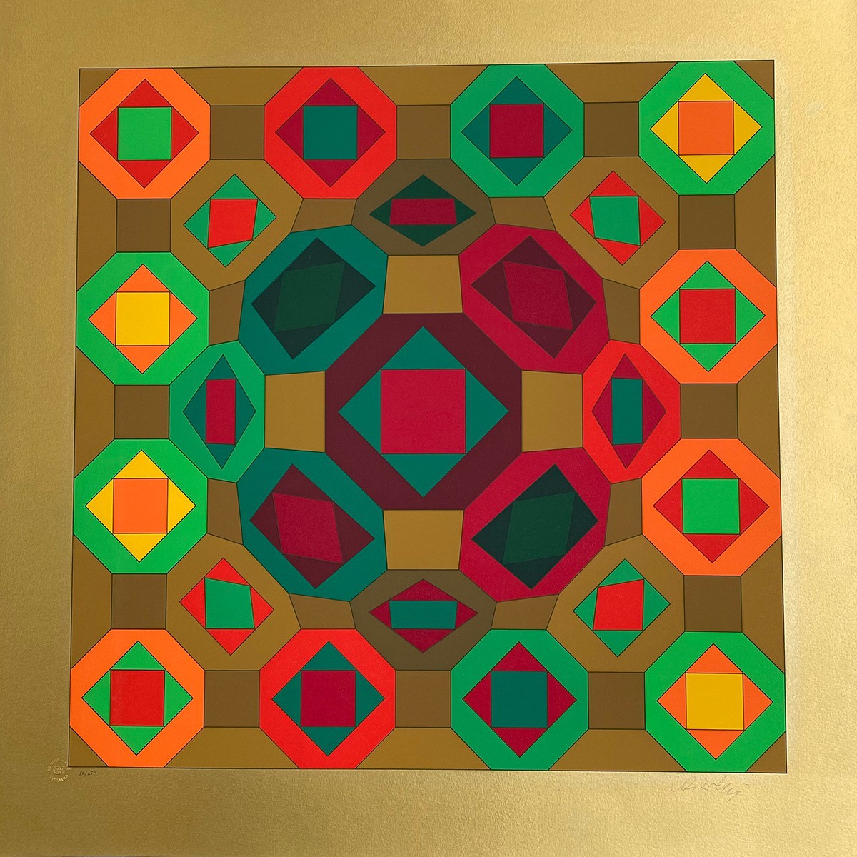 Victor Vasarely, Structure géométrique gold Victor Vasarely, Structure géométrique gold
