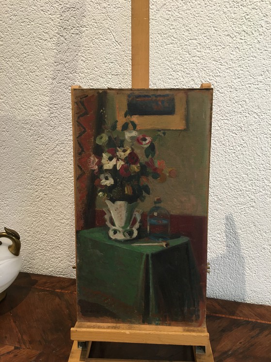 Georges Darel, Nature morte à la pipe 2, Painting on cardboard